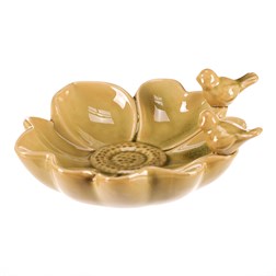 Pítko pro ptáčky - tvar květ, keramika, světle zelené