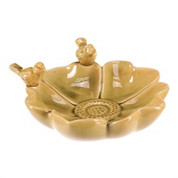 Pítko pro ptáčky - tvar květ, keramika, světle zelené