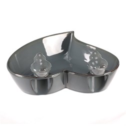 Pítko pro ptáčky - tvar srdce, keramika, šedé