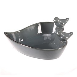 Pítko pro ptáčky - tvar srdce, keramika, šedé