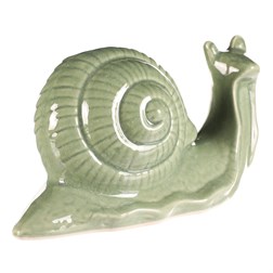 Šnek keramický - zahradní dekorace, malý, zelený