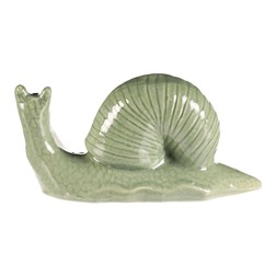 Šnek keramický - zahradní dekorace, malý, zelený