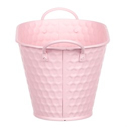 Obal kovový - truhlík, v růžové barvě.