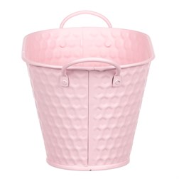 Obal kovový - truhlík, v růžové barvě.