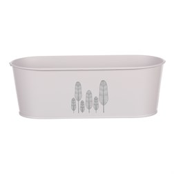 Truhlík kovový s peříčky, barva šedivá.