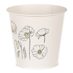 Obal kovový, krémová barva s máky.