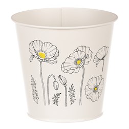 Obal kovový, krémová barva s máky.