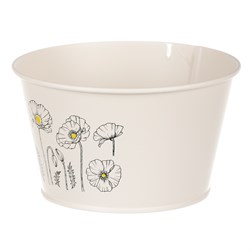 Obal kovový, krémová barva s máky.