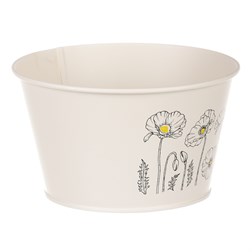 Obal kovový, krémová barva s máky.