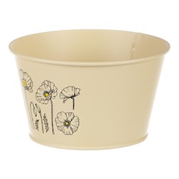 Obal kovový, žlutá barva s máky.