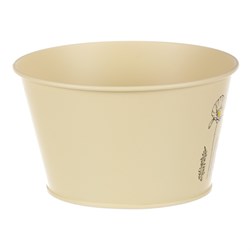 Obal kovový, žlutá barva s máky.