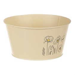 Obal kovový, žlutá barva s máky.