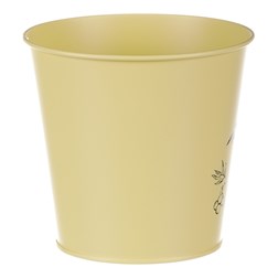 Obal kovový, žlutá barva s ptáčkem.