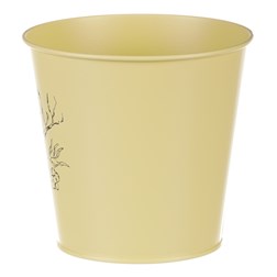 Obal kovový, žlutá barva s ptáčkem.