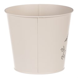 Obal kovový, krémová barva s ptáčkem.