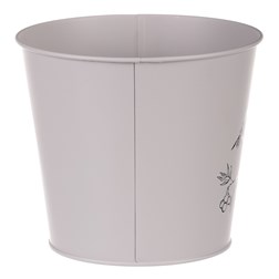 Obal kovový, šedivá barva s ptáčkem.