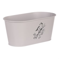 Truhlík kovový, šedivá barva s ptáčkem.