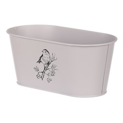 Truhlík kovový, šedivá barva s ptáčkem.