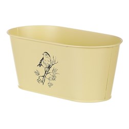 Truhlík kovový, žlutá barva s ptáčkem.