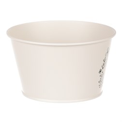 Obal kovový, krémová barva s včelkou.