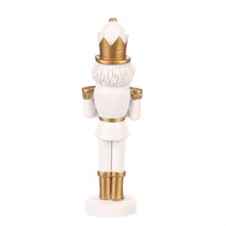 Voják s dárkem - figurka na postavení, polyresin, barva bílo - zlatá.