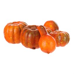 Dýně, umělá přízdoba, mix druhů 6 druhů v siťtce, cena za 1 síťtku