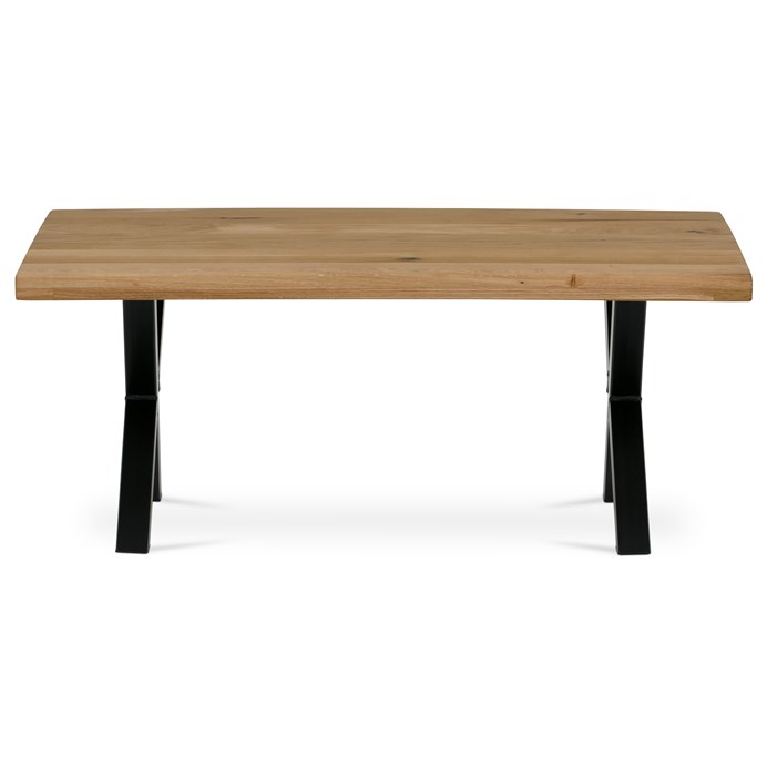 Konferenčný stôl 110x70 cm, masiv dub, rovná hrana, kovová noha "X" 5x5 cm KS-F110X DUB