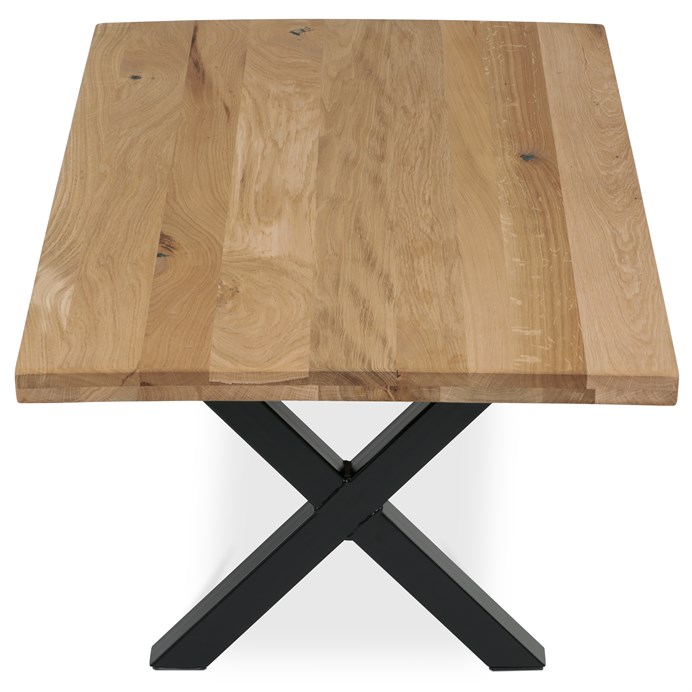 Konferenčný stôl 110x70 cm, masiv dub, rovná hrana, kovová noha "X" 5x5 cm KS-F110X DUB