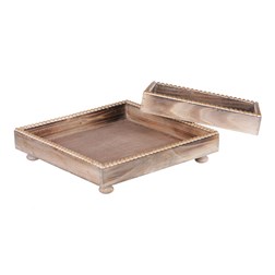 Tác dřevěný, čtverec. Cena za 1 sadu (2ks).