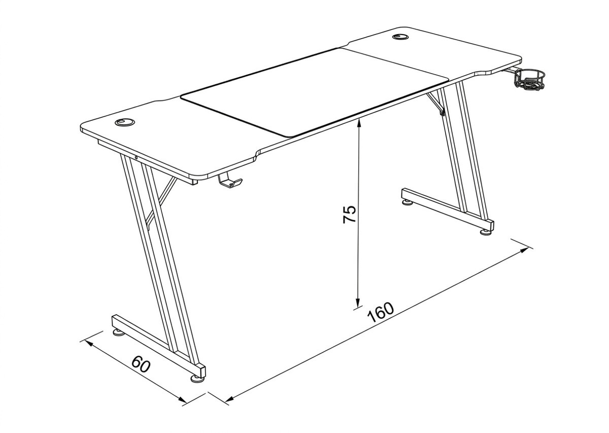 Herný stôl 160x60cm LT-H1106 BK