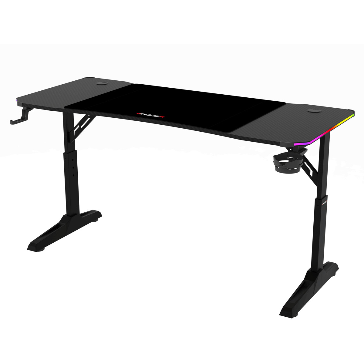 Herný stôl 140x60cm, RGB LED, variabilná výška, LT-H1214 BK 