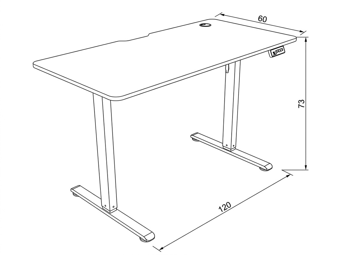 PC stôl, elektrické nastavenie výšky, 120x60cm LT-H2210 BK