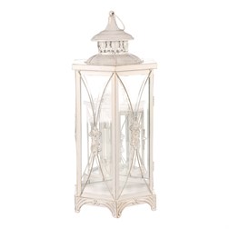 Lucerna kovová - šestiboká, barva bílá, cena za sadu 2 velikostí.