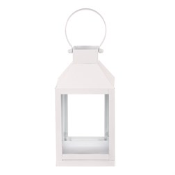 Lucerna kovová - čtyřboká, malá, barva bílá.