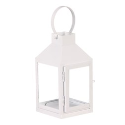 Lucerna kovová - čtyřboká, malá, barva bílá.