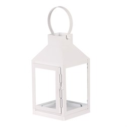 Lucerna kovová - čtyřboká, malá, barva bílá.