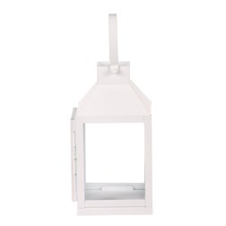 Lucerna kovová - čtyřboká, malá, barva bílá.