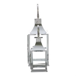 Lucerna kovová, tenké rámy - čtyřboká, stříbrná, cena za sadu 2 velikostí.