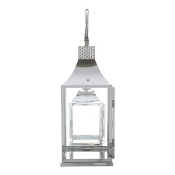 Lucerna kovová, tenké rámy - čtyřboká, stříbrná, cena za sadu 2 velikostí.