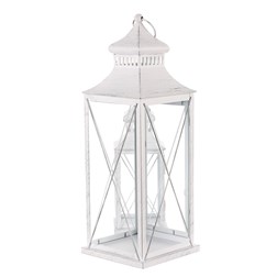 Lucerna kovová - čtyřboká, barva bílá, cena za sadu 2 velikostí.