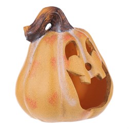 Dýně s obličejem - keramika, na čajovou/LED svíčku, žlutá