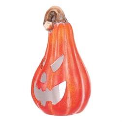 Dýně tvar hrušky obličejem - keramika, na čaj./LED svíčku, oranžová