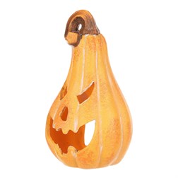 Dýně tvar hrušky s obličejem - keramika, na čaj./LED svíčku, žlutá