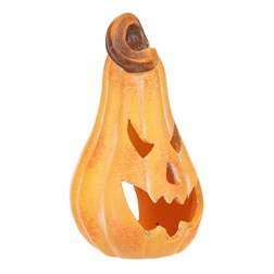 Dýně tvar hrušky s obličejem - keramika, na čaj./LED svíčku, žlutá