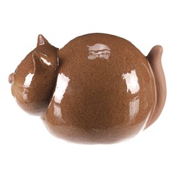 Kočka keramická - větší, barva hnědá