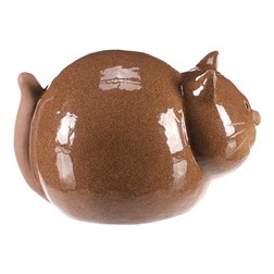 Kočka keramická - větší, barva hnědá