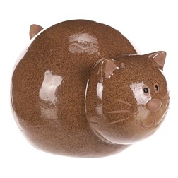 Kočka keramická - menší, barva hnědá