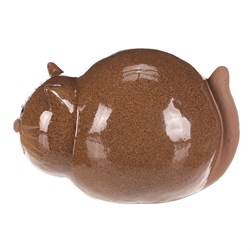 Kočka keramická - menší, barva hnědá