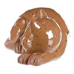 Kočka keramická ležící - větší, barva světle hnědá