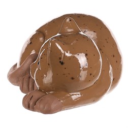 Kočka keramická ležící - menší, barva světle hnědá